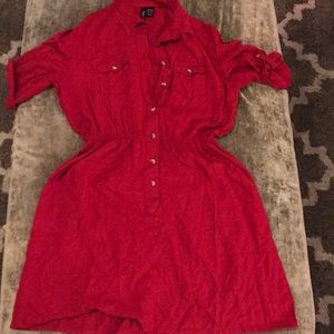 Red button up dress